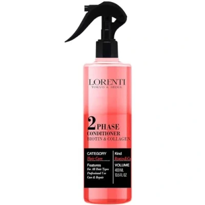 Bild av LORENTI TOKYO &amp; SEOUL 2 fas hårbalsam 400 ml biotin collagen hårbehandling Spraybehandling Reder ut Leave i spraybalsam för normalt till torrt hår Tvåfas balsam