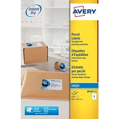 Bild av AVERY Zweckform Snabbtorkande adressetiketter för bläckstråleskrivare 6 per ark 99,1 x 93,1 mm 150 etiketter vit