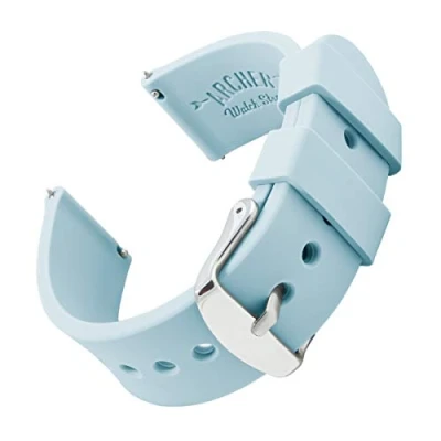 Bild av Archer Watch Straps Klockarmband i Mjuk Silikon för Herr och Damklockor med Snabbkoppling (Puderblå, 20mm)