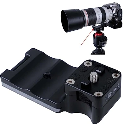 Bild av iShoot linskrage fotstativ monteringsring bas ersättningsstativ stativ uttag kompatibel med Canon EF 100 400 mm f/4,5 5,6 L är II USM, bottenplatta för snabbutlösningsplatta Arca Swiss Fit huvudklämma