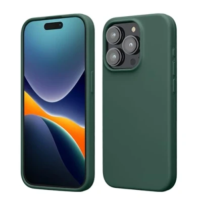 Bild av kwmobile Fodral kompatibelt med iPhone 15 Pro Tunt silikonfodral Stötsäkert mobilskal mjuk yta Grangrön