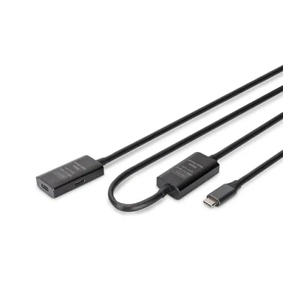 Bild av DIGITUS Active USB förlängningskabel C hona till hane 10 m 3.2 Gen1 5 Gbit/s Plug &amp; Play med signalförstärkare Svart