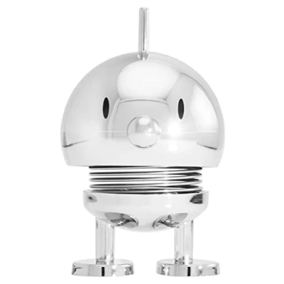 Bild av Hoptimist Bumble, wobble figur, skandinavisk dekoration för vardagsrum, skrivbord, kontor, hall, badrum, modern &amp; skandinavisk, bra present, 4,5 x 5,8 7,6 cm, Liten, krom