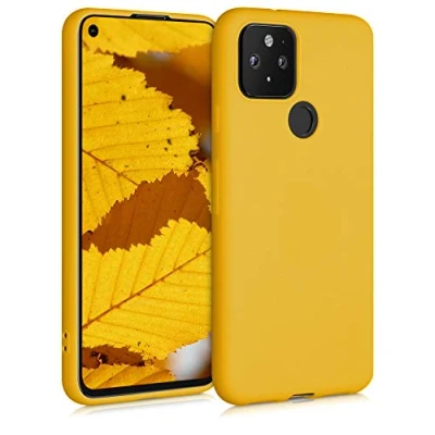 Bild av kwmobile Fodral kompatibelt med Google Pixel 5 mjukt silikonfodral honung