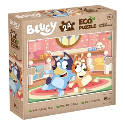 Bild av Lisciani Bluey Pussel 24 bitars dubbelsidigt för barn från 3 år färgläggning på baksidan 25x35 cm pedagogiskt spel manuell aktivitet 100% återvinningsbar presentidé