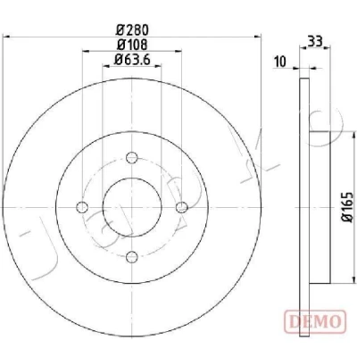 Bild av JAPKO Disque de frein FORD: Focus Mk1 3/5 portes, Break 280mm 10,2mm 4 plein peint 610304C 2M5V2A315AA,2M5V2A315AB,4324591,4411312