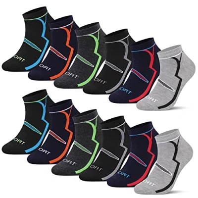 Bild av L&amp;K 12 par herrsneakers strumpor bomull sportstrumpor andas 2121, 2302, 39 42 EU