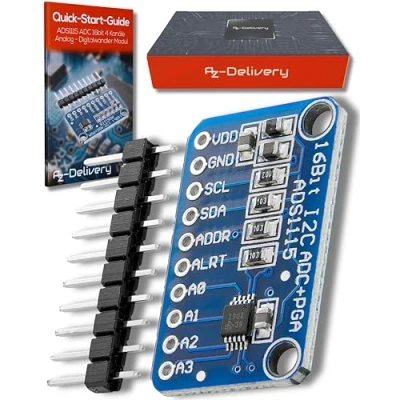 Bild av AZDelivery ADS1115 ADC Modul 16bit 4 Kanaler kompatibel med Arduino och Raspberry Pi inklusive en E Book!