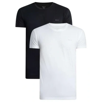 Bild av GANT Herr C hals T shirt 2 pack underkläder, svart/vit, standard (2 pack), En Storlek