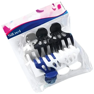 Bild av Sibel Rullklämmor svart, vit, blå, grå, 1 pack, (1 x 6 stycken)