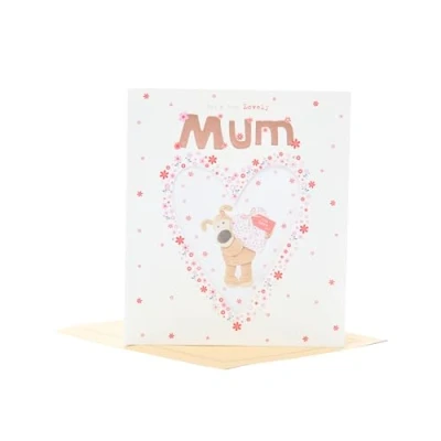 Bild av Boofle Födelsedagskort för mamma med kuvert söt design bröstkorg mönstrat hjärta