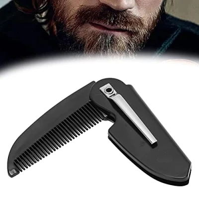 Bild av Mustasch hopfällbar kam, fickstorlek vikbar fickkam mini bärbar håravfall förhindrar för resor med bil på kontoret