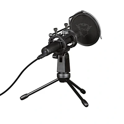 Bild av Trust Gaming USB Streaming Microphone GXT 241 Velica Condenser Mic with Tripod Stand and Pop Filter for Computer, Laptop, PC, Podcast, Studio, Singing, Recording, Black