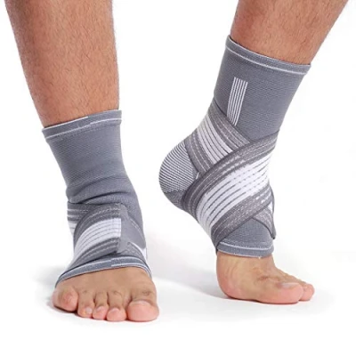 Bild av Neotech Care Fotledsstöd elastiskt och andningsaktivt material justerbart kompressionsband för män, kvinnor, ungdom vänster eller höger fot grå färg (Storlek M, 1 par)