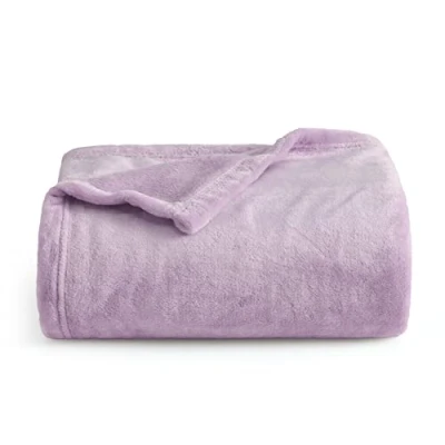 Bild av Sängflanell sofffilt 130x150cm Extra mjuk 100% mikrofiber Vändbar 90 sängfilt Andas lila filt
