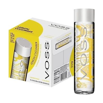 Bild av Voss Citron och gurka Mousserande vatten Glasflaska 375 ml (fodral med 12)