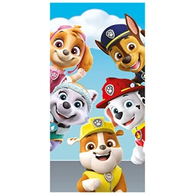 Bild av Jerry Fabrics Barnhandduk, bastuhandduk, strandhandduk Paw Patrol med Skye Chase Marschall Rubble Everest 70 x 140 cm, 100 % bomull, för pojkar och flickor