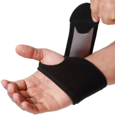 Bild av Neotech Care Handledsband elastiskt och andningsaktivt material justerbart kompressionsband män, kvinnor, höger eller vänster stödband för skydd sport svart färg (Storlek S, 1 enhet)