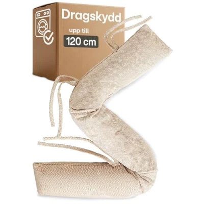 Bild av Dragskydd för fönster upp till 120 cm tvättbart energisparande extra långt och tungt även breda dörrar beige