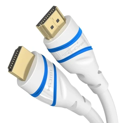 Bild av KabelDirekt 10K &amp; 8K HDMI Kabel, 2.1b 3m Tillgänglig i 0,5 5m Certifierad, utvecklad Tyskland (Ultra High Speed 2.1 kabel för PC, PS5, Xbox, monitor och TV vit)