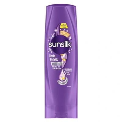 Bild av Sunsilk, Perfekt slät balsam, långsiktigt slätt hårbalsam, aktiv fusionsformel med arganolja, silkeprotein och biotin för synligt friskt hår, 350 ml