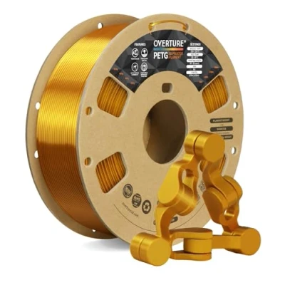 Bild av OVERTURE PETG 3D skrivarfilament 1,75 mm, 1 kg filament (2,2 lbs), dimensionell noggrannhet sannolikhet +/ 0,02 passar de flesta FDM skrivare(Guld)