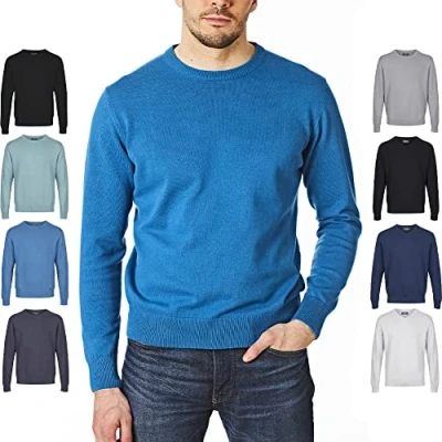 Bild av Castle Point Herr CSPKNT003 100% bomull mjuk känsla rund hals stickad jumper tröja, påfågel blå, liten