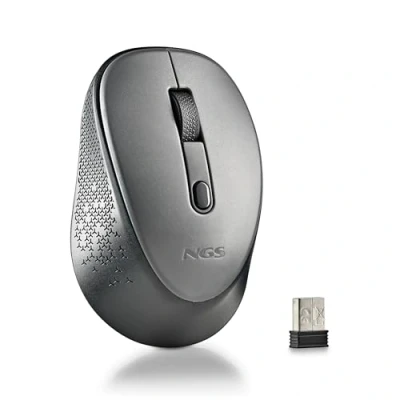 Bild av NGS Dew Gray trådlös optisk mus, Ergonomisk Tyst bärbar Hög precision med nanomottagare, Ambidextriös, 800/1600 justerbar DPI, Plug and Play