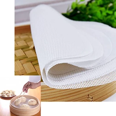 Bild av Rolin Roly 5 st bambu ångkokare foder silikon återanvändbara dumpling nät non stick ångad rund bakning bakverk dim sum ångpapper matta (20 cm)