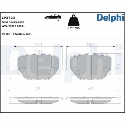 Bild av Bromsbeläggssats, skivbroms DELPHI LP3723