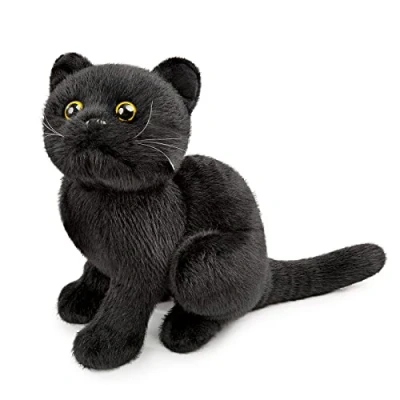 Bild av lilizzhoumax svart plysch katt leksaker 28 cm/11 tum, simulering realistisk djur docka vilda kattunge katt, gåva till vänner och barn