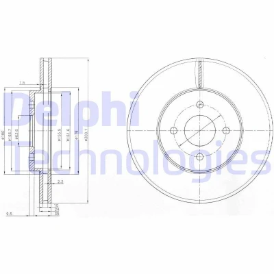 Bild av DELPHI BG3742 Disque de frein 300 24 4 ventilé huilé non traité sans roulement roue, bague ABS FORD: Focus Mk1 3/5 portes, Break
