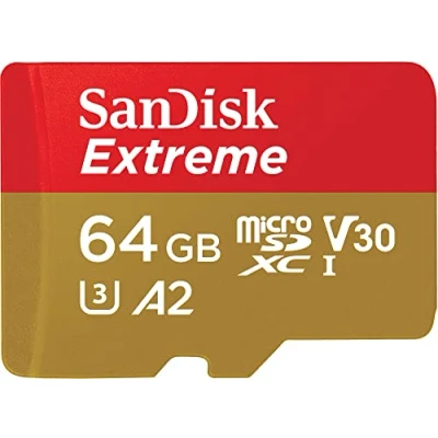 Bild av SanDisk Extreme microSDXC UHS I minneskort 64 GB för actionkameror och drönare+adapter + RescuePRO Deluxe (upp till 170 MB/s, A2, klass 10, U3, V30)