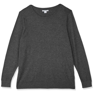 Bild av Amazon Essentials långärmad lätt tröja med rund hals (finns i plusstorlek), träkol ljung, 4X