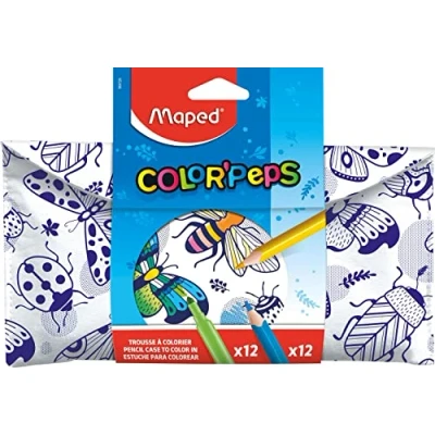 Bild av Maped Pencil case to fill in. With 12 felttips and colour pencils