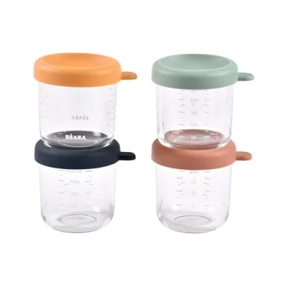 Bild av BÉABA, Set med 4 portioner glas, konservering, babymåltider/extra starkt 100% hermetisk, motståndskraftig mot termisk chock, frysning, sterilisering, examen, 250 ml, soluppgång