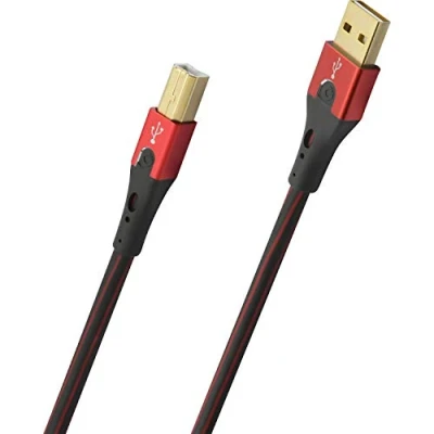 Bild av Oehlbach USB Evolution B högkvalitativ kabel typ 2.0 A till (för ljudströmning, DAC och skrivare) svart/röd 7,5 m