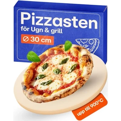 Bild av Pizzasten För Ugn Rund 30 cm Gasolgrill &amp; en Krispig Botten Stenplatta av Cordierite upp till 900 C Behåller värmen