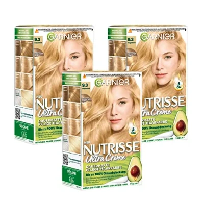 Bild av Garnier Nutrisse Cream permanent hårfärgsfärg, bärnstensblond, 9,34 (med 3 närande oljor) pack