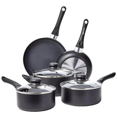 Bild av Amazon Basics 8 delat köksredskap med non stick beläggning, svart