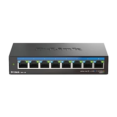 Bild av D Link DMS 108 8 port multi gigabit ohanterad stationär switch (8 x 2,5 G portar, fläktlös, låg profil, kompakt, metallhölje, QoS, plug and play)