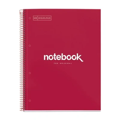Bild av Miquelrius Notebook Emotions Notebook, 1 färgremsa, A4, 80 ark med 7 mm horisontell randig, papper 90 g, 4 hål, hårt kartongomslag, Röd