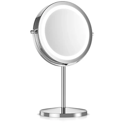 Bild av Navaris LED upplyst sminkspegel dubbelsidig med normal och 5x förstoring 2 i 1 360 svängbar silver