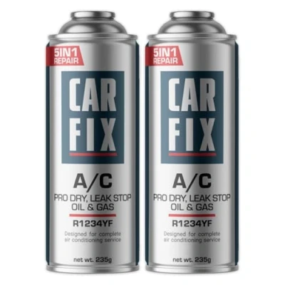 Bild av CARFIX köldmedium r1234yf, luftkonditioneringsgas r1234yf bil, luftkonditionering tätningsmedel för bil 2 burkar 5in1 köldmedium, 235g