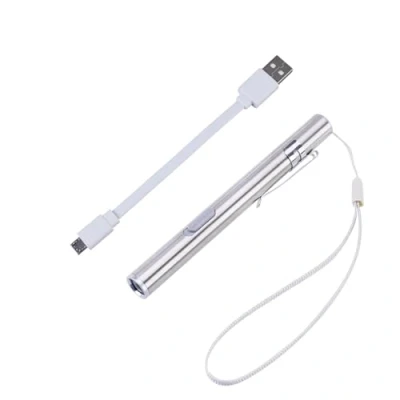 Bild av medicinsk ljus penna USB uppladdningsbar LED ficklampa i rostfritt stål för läkare studenter