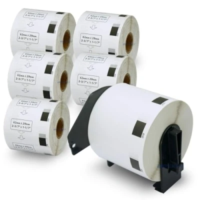 Bild av BETCKEY Compatible Barcode Label Replacement for Brother DK 11209, 62mm x 29mm, Use with QL Printers [6 Rolls/4800 Labels+1 Reusable Holder Frame]