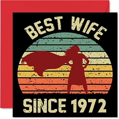 Bild av 51 årsdagskort för fru från make Best Wife Since 1972 I Love You presenter, glada partner, 145 mm x gratulationskort femtioförsta årsdagar