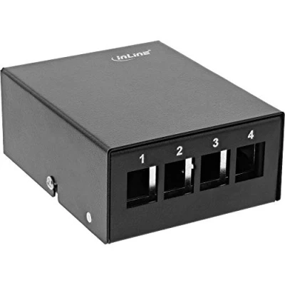 Bild av InLine® Lappfältburk ytmonterad för 4 x Keystone RJ45, metall, svart RAL9005