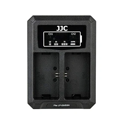 Bild av JJC USB dubbel batteriladdare för Canon EOS 5D Mark IV, III, II, 5Ds, 5Ds R, 6D, 6D 7D, 7D 80D, 70D, 60D, 60Da ersätter LP E6/LP E6N