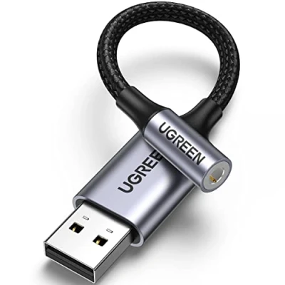 Bild av UGREEN Externt Ljudkort USB Ljud till 3,5mm Adapter Kompatibel med PS5 PS4 Pro PC Headset Enda Uttag